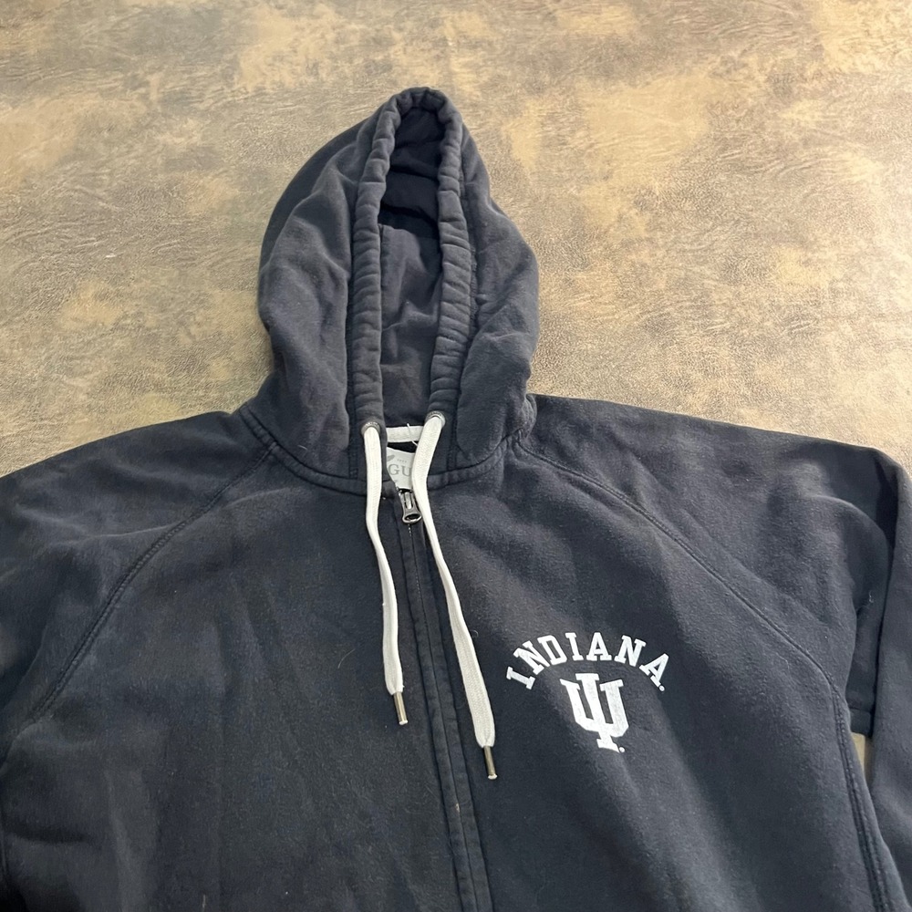 League Indiana University Full Zip Hoodie Women's XL Black Collegiate Fleece